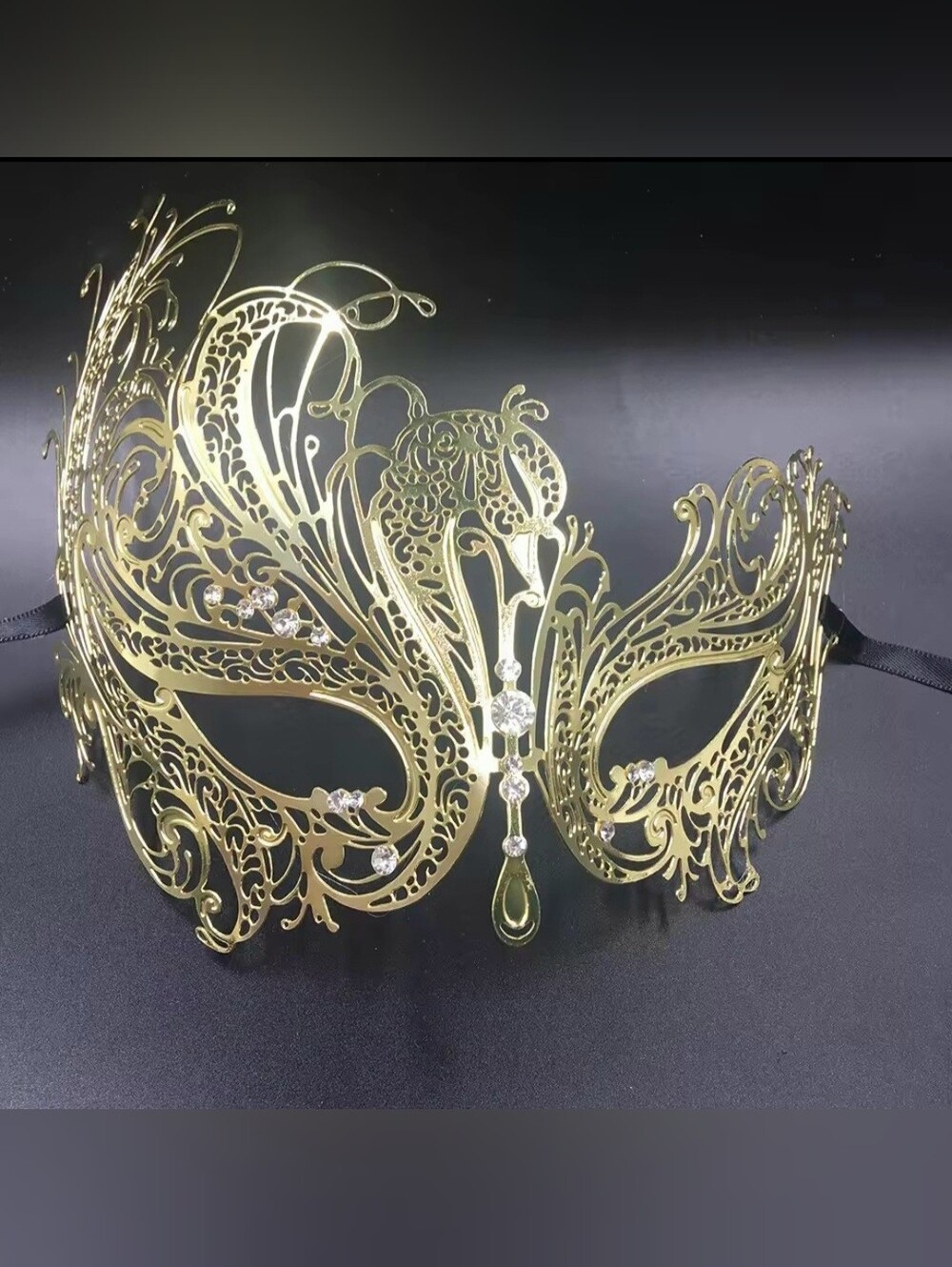 Gold Venetian Masquerade Filigree Rhinestone Metal Mask